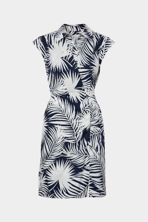 Maxwell Palm Print Poplin Dress 0