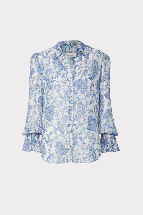 Lacey Sketched Paisley Blouse 0