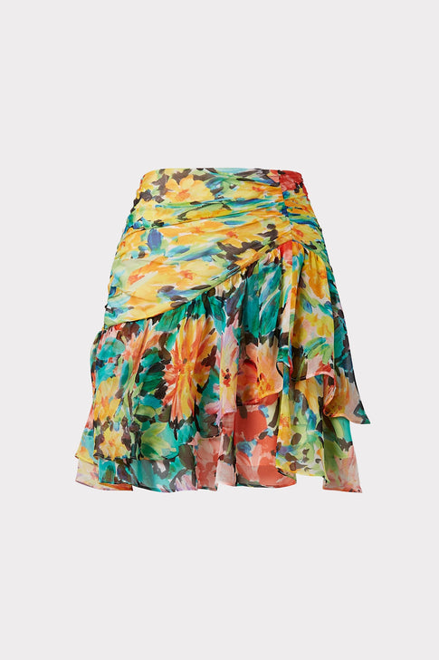 Mira Garden Floral Print Skirt 0