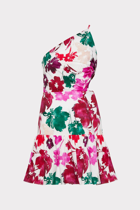 Brinlee Watercolor Silhouette Cutout Dress 0