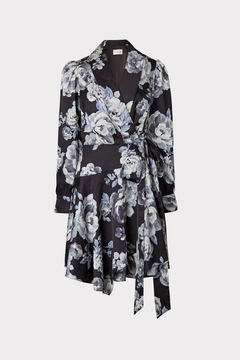 Samara Winter Floral Satin Dress 0