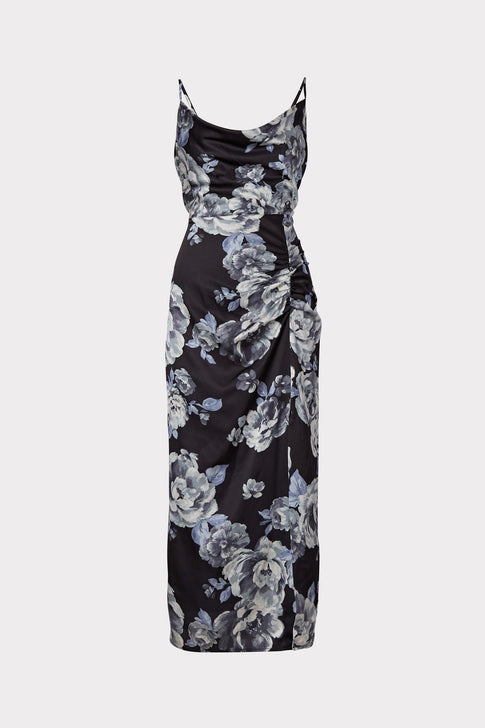 Lillianna Winter Floral Satin Dress 0