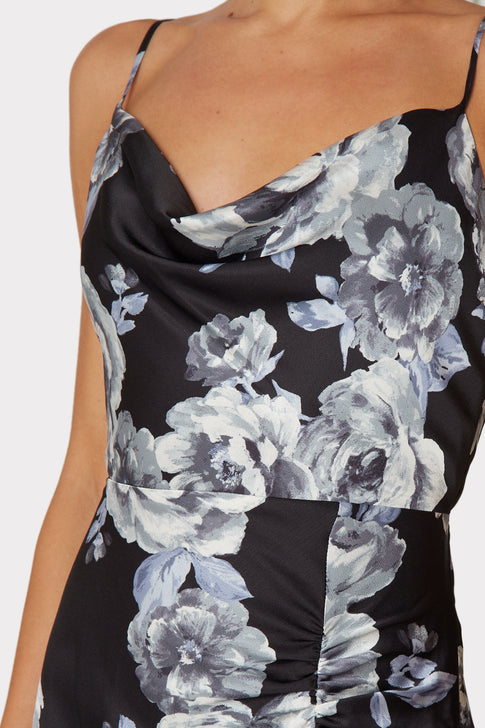 Lillianna Winter Floral Satin Dress 2