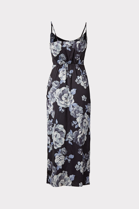 Lillianna Winter Floral Satin Dress 3