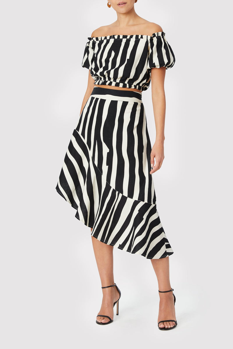 Lucy Abstract Zebra Linen Skirt
