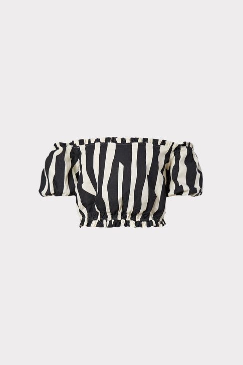 Natalia Abstract Zebra Linen Top 0