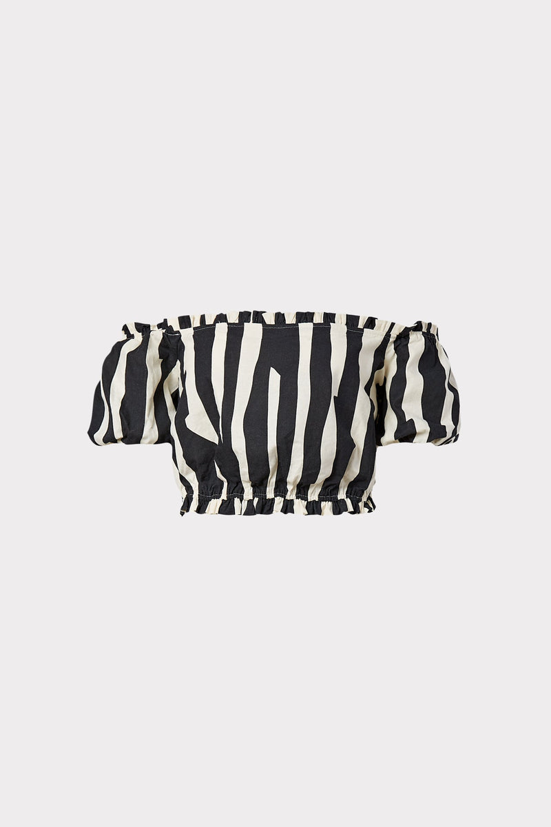 Natalia Abstract Zebra Linen Top
