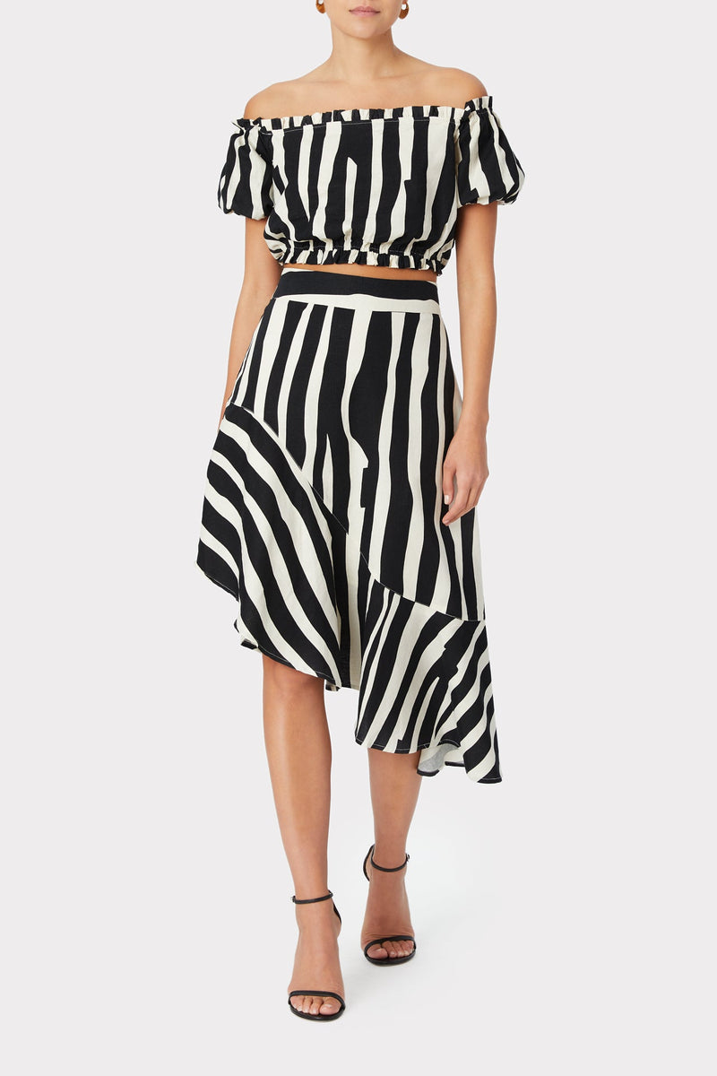 Natalia Abstract Zebra Linen Top