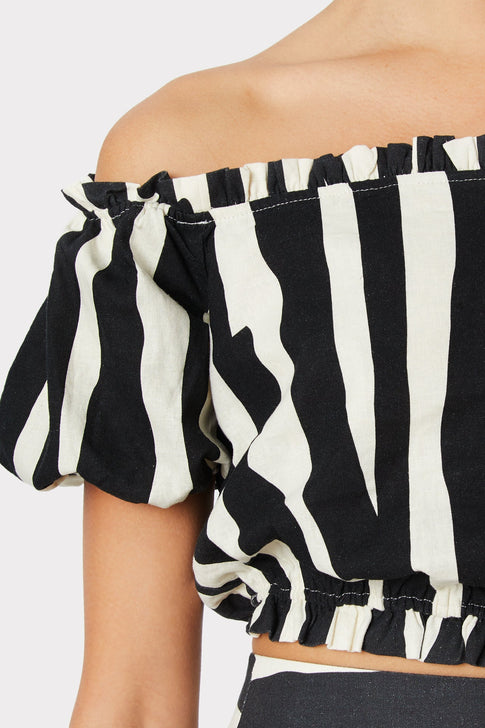 Natalia Abstract Zebra Linen Top 2