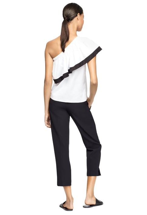 Stretch Cotton Poplin One Shoulder Top WHITE Image 2 of 2