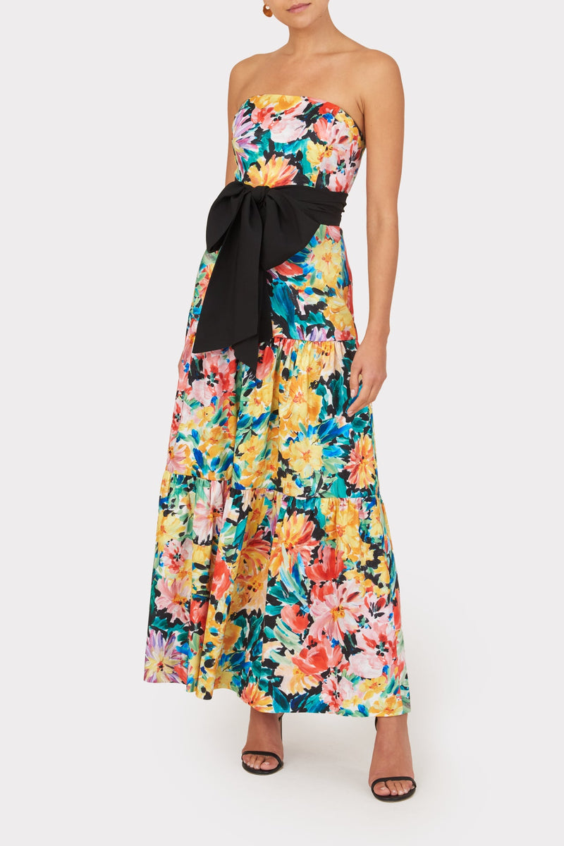 Garden Floral Stretch Taffeta Dress