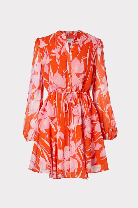 Reina Parrot Tulip Dress Coral Multi Image 1 of 4