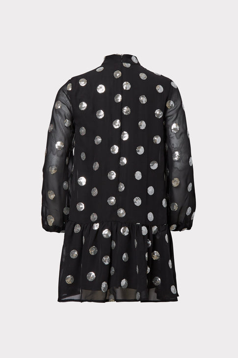 Milly Minis Rori Dot Sequin Dress BLACK Image 2 of 2