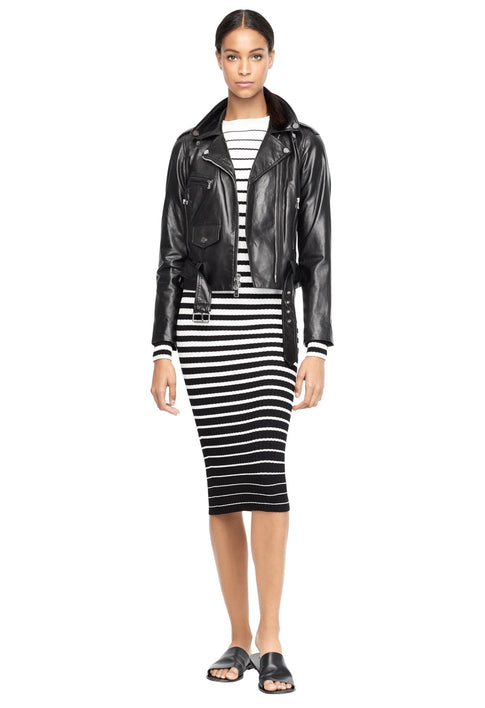Milly + Michael De Feo Petal Leather BLACK Image 1 of 2