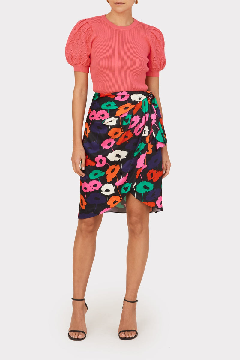 Liza Poppy Print Wrap Skirt