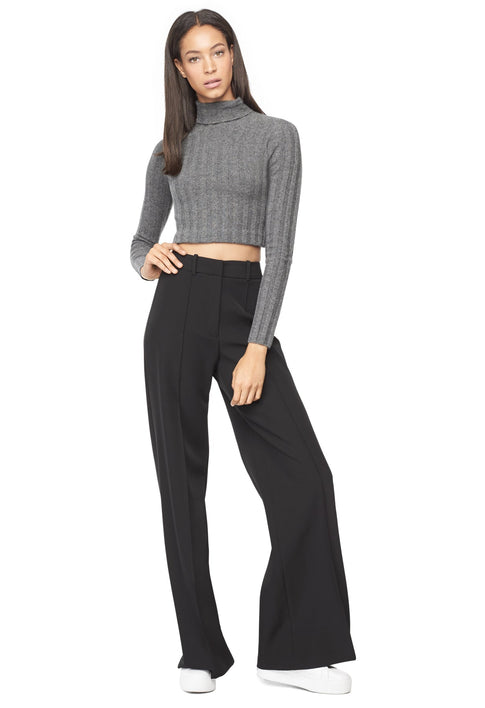 Cashmere Cropped Sweater BLACK - NS Image 2 of 4