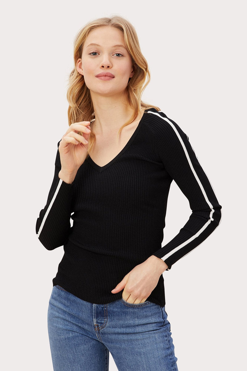 V-Neck Racer Stripe Pullover