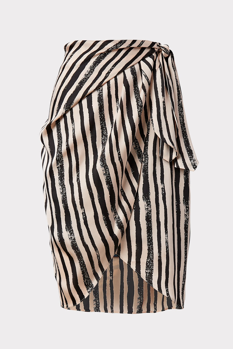 Liza Brushstroke Satin Wrap Skirt