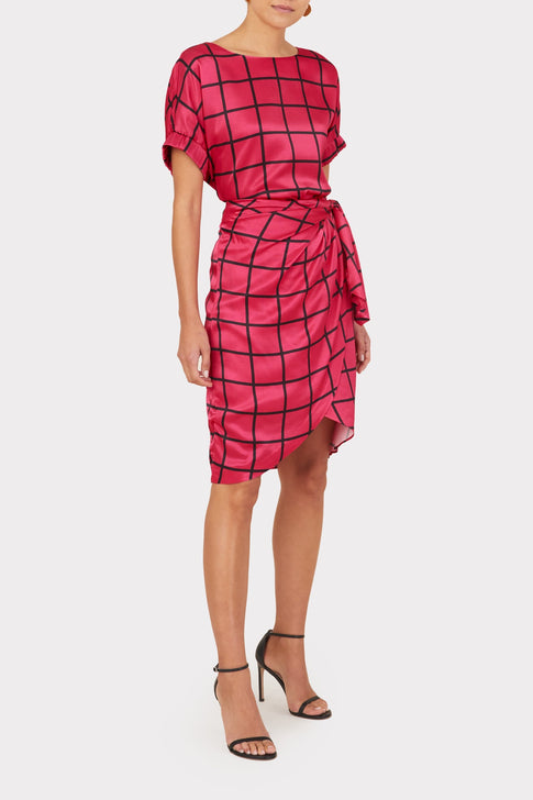 Julie Windowpane Print Top Pomegranate/Black Image 2 of 4