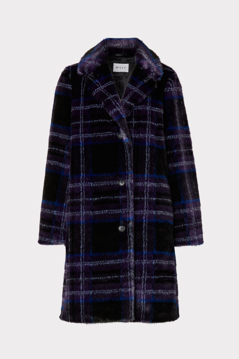 Faux Fur Window Pane Coat