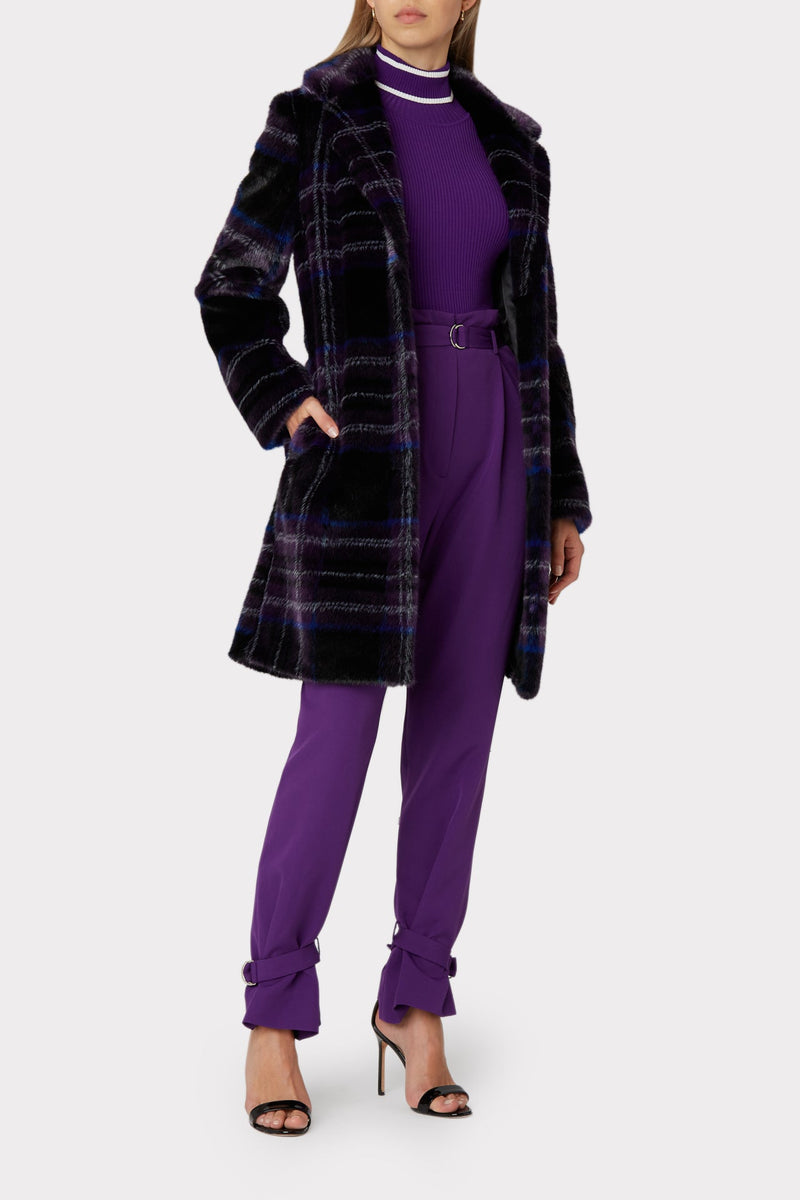 Faux Fur Window Pane Coat