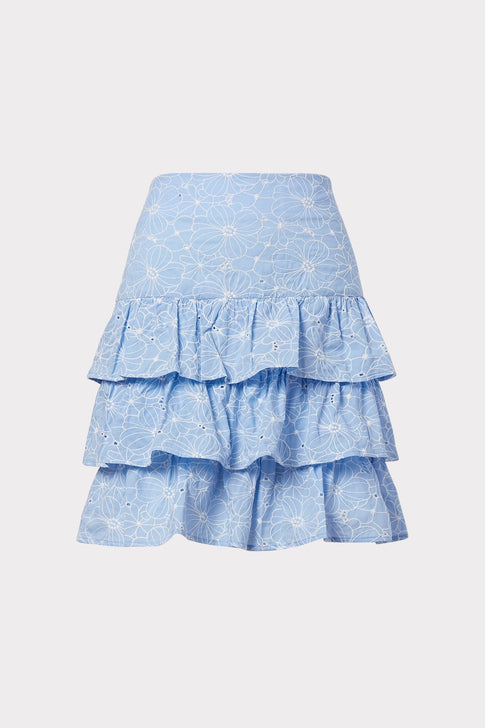 Nadine Floral Embroidered Cotton Skirt 0