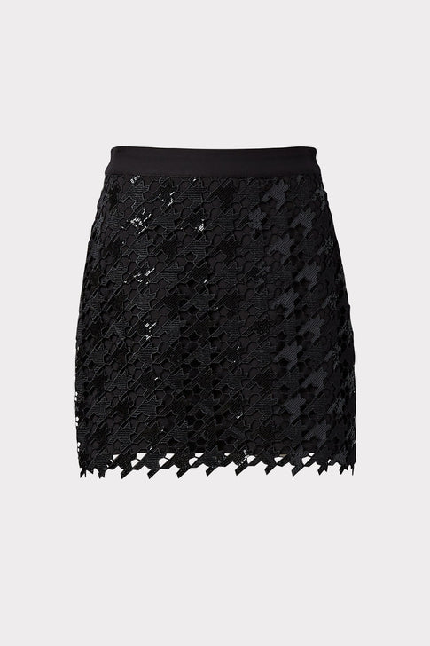 Modern Mini Herringbone Sequin Skirt 0