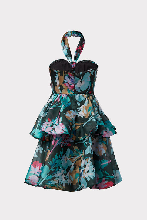 Louisa Neon Floral Silk Orgnza Dress 3