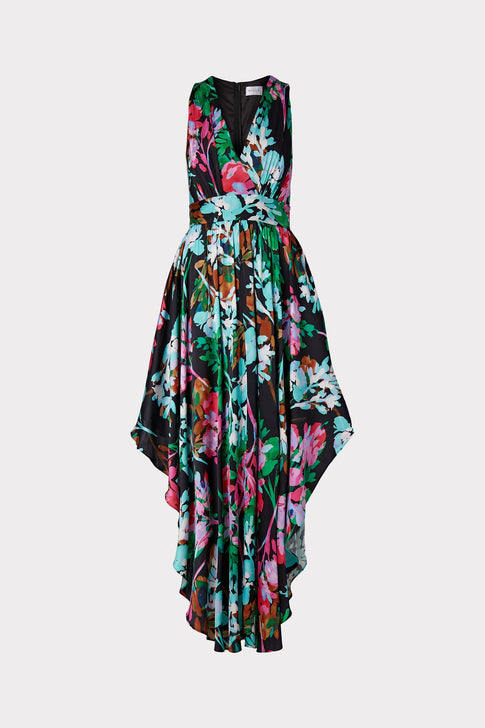 Angie Neon Floral Silk Dress 0