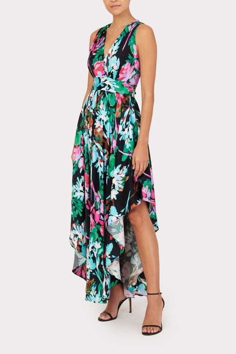 Angie Neon Floral Silk Dress 1