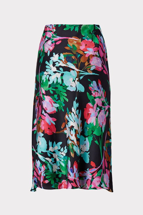 Neon Floral Silk Bias Skirt 3