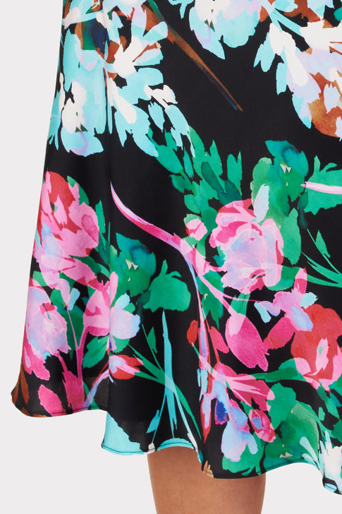 Neon Floral Silk Bias Skirt 2