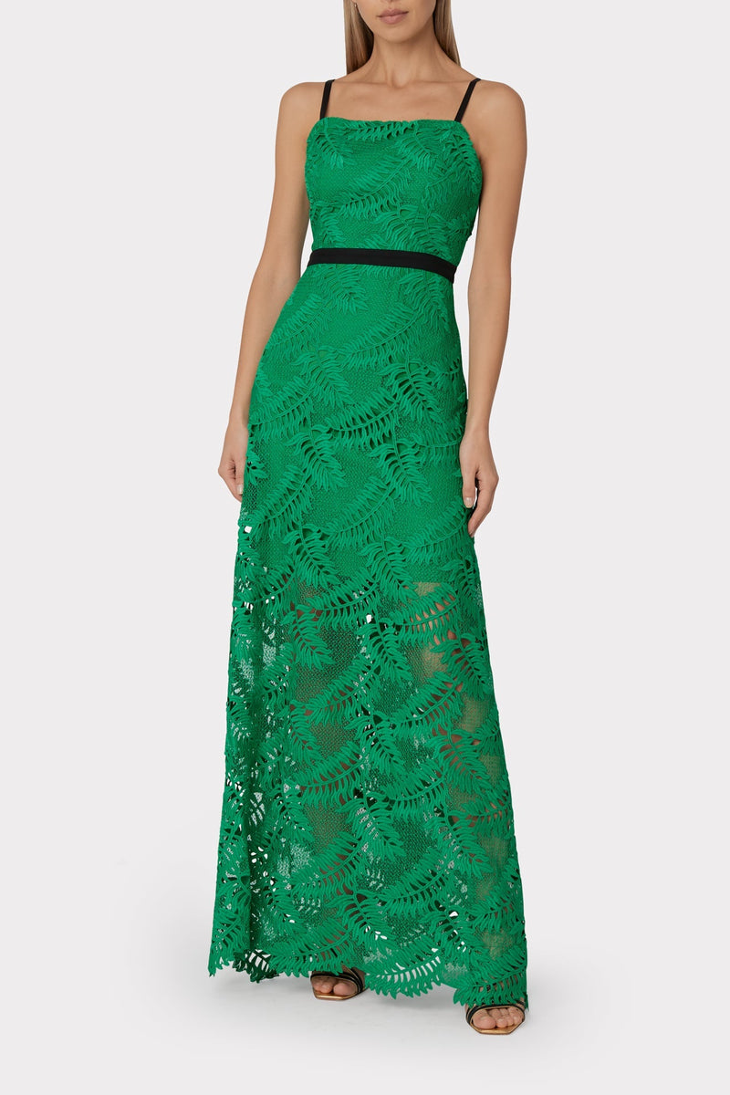 Leighton Tropical Palm Lace Dress