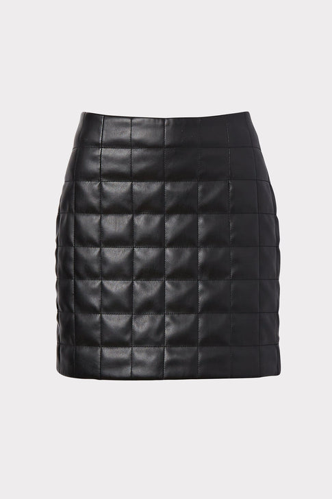 Sonia Vegan Leather Quilted Skirt 0