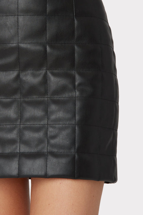 Sonia Vegan Leather Quilted Skirt 2