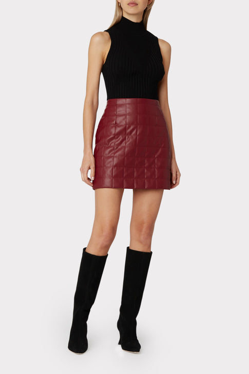 Sonia Vegan Leather Quilted Skirt 9