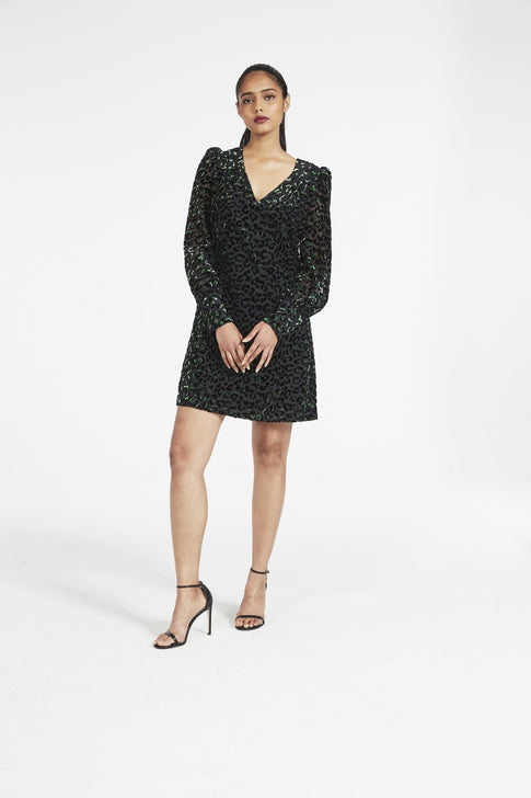 Lylah Blouson Sleeve Velvet Leopard Dress 3