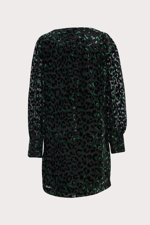 Mini Lylah Velvet Leopard Burnout Dress Black/Green Image 2 of 2