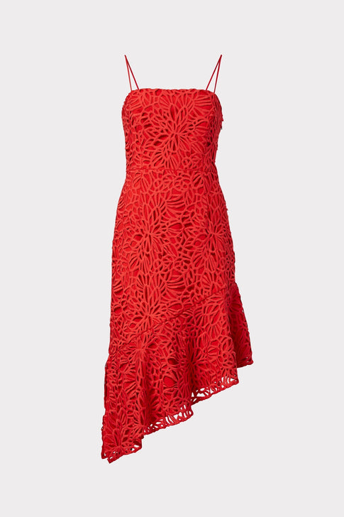 Diara Embroidered Lace Dress Summer Coral Image 1 of 4