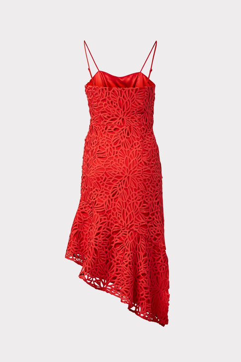 Diara Embroidered Lace Dress Summer Coral Image 4 of 4