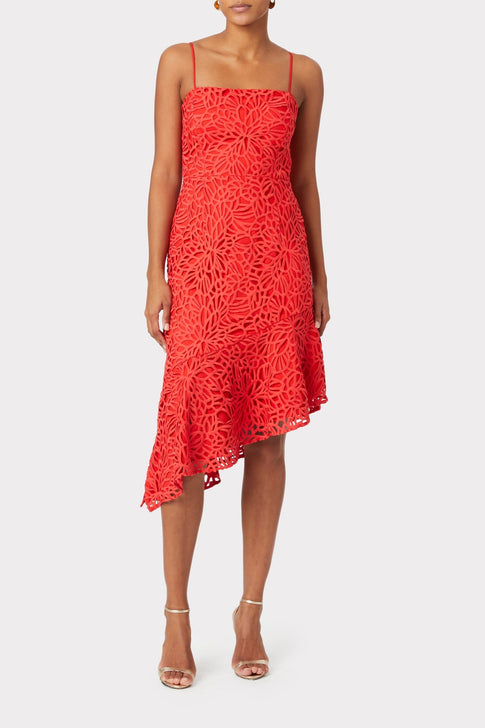 Diara Embroidered Lace Dress Summer Coral Image 2 of 4