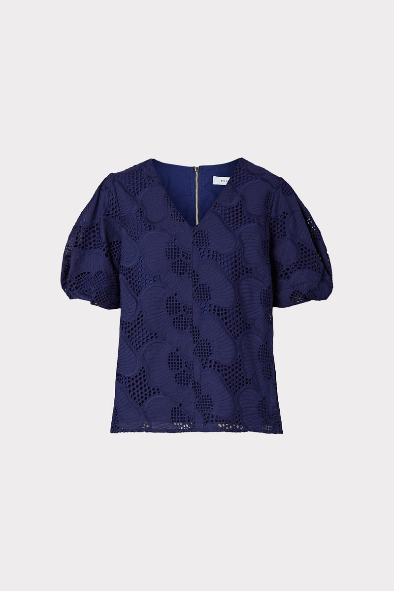 Maci Pieres Eyelet Puff Sleeve Top