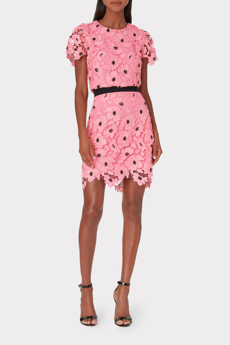 3D Poppy Floral Lace Modern Mini Skirt