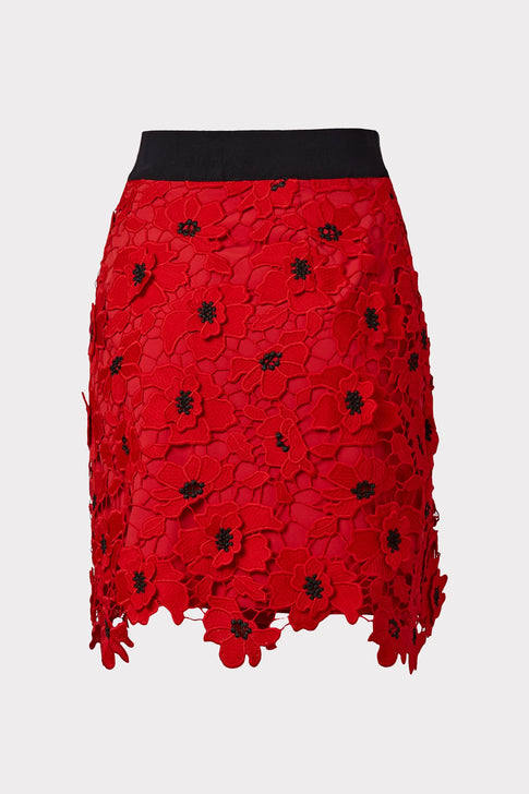 3D Poppy Floral Lace Modern Mini Skirt 3