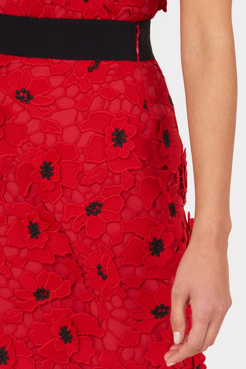 3D Poppy Floral Lace Modern Mini Skirt 2