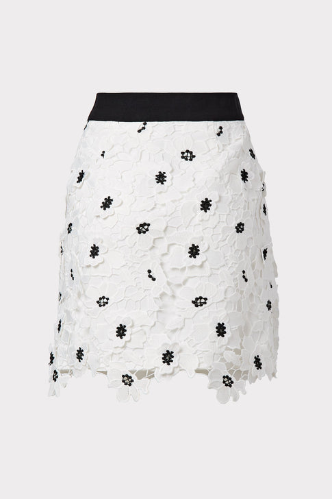 3D Poppy Floral Lace Modern Mini Skirt 0