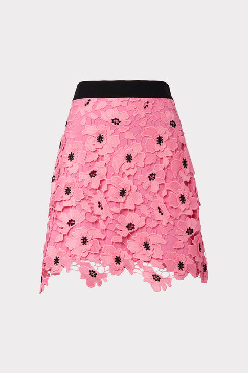 3D Poppy Floral Lace Modern Mini Skirt 3