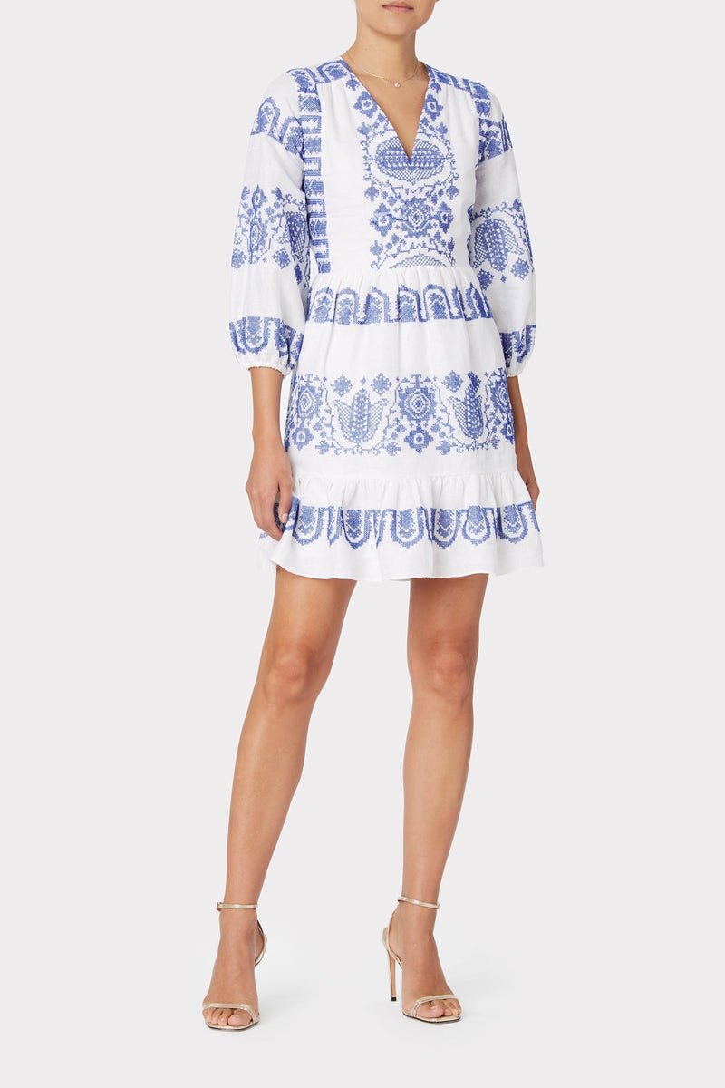 Debbie Crosstitch Linen Embroidered Dress