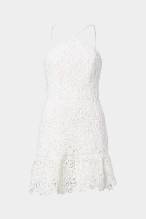 Dyan Crochet Embroidered High Neck Dress 0