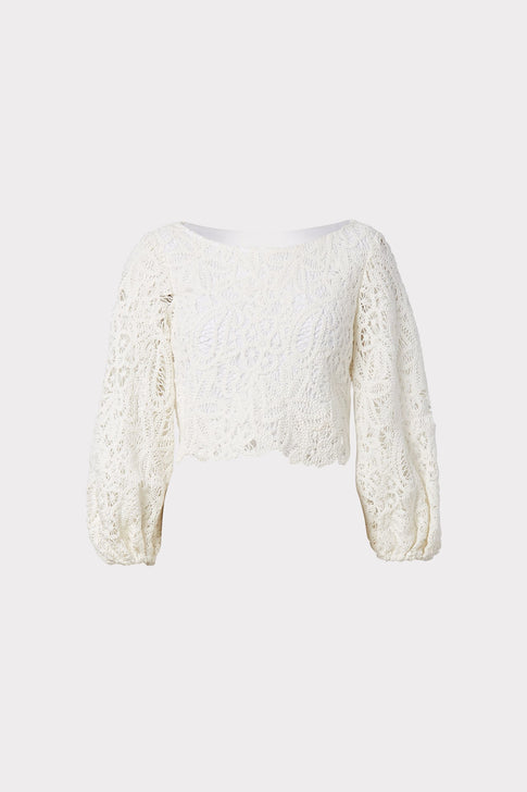 Camila Cotton Crochet Embroidered Top 0